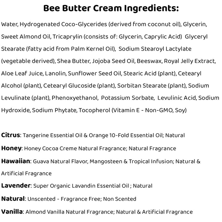 Bee Butter Cream TUB - 8oz