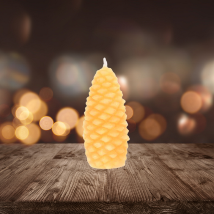 Vela de cono de abeto de cera de abejas