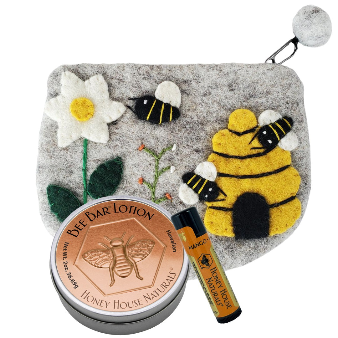 Set de regalo con bolso de lana y bolso de abeja