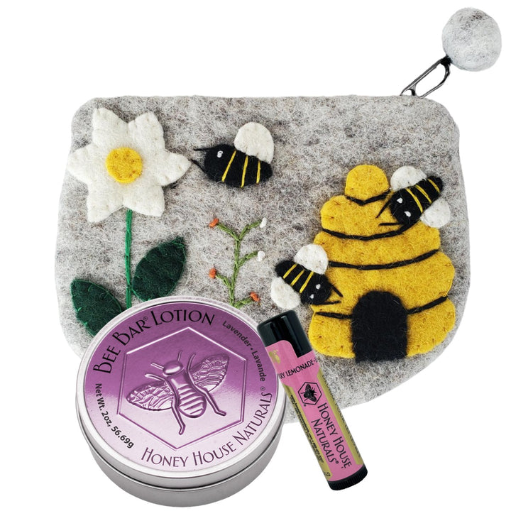 Set de regalo con bolso de lana y bolso de abeja