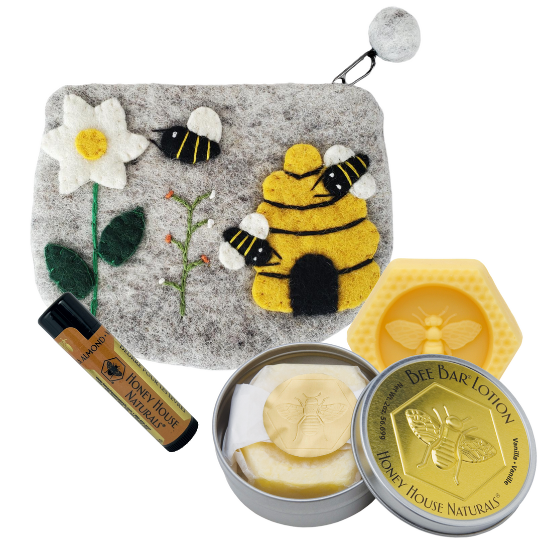 Set de regalo con bolso de lana y bolso de abeja