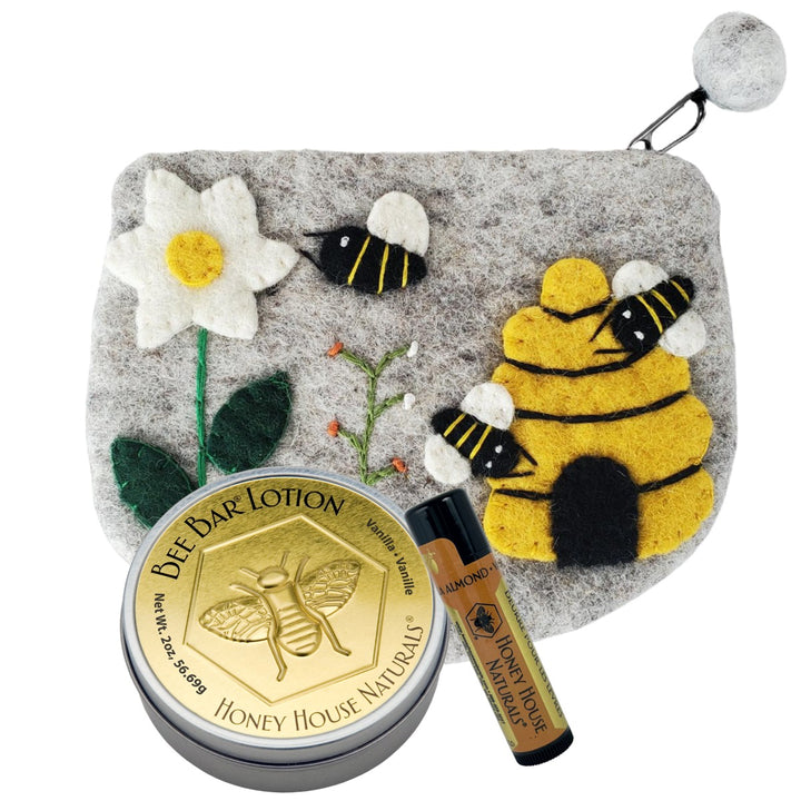 Set de regalo con bolso de lana y bolso de abeja
