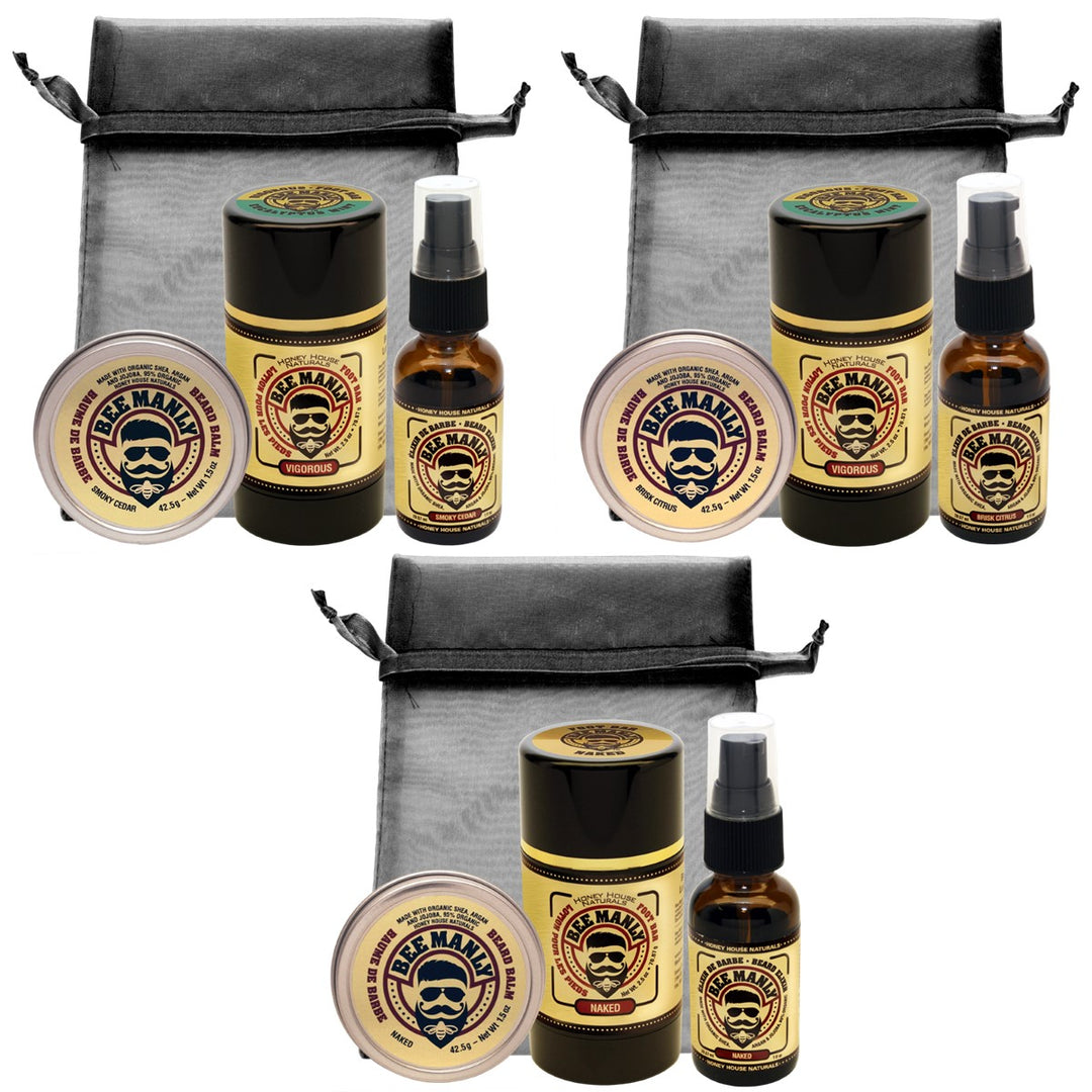 Bee Manly 3-Piece Gift Set - Feet, Organic Balm, Organic Elixir