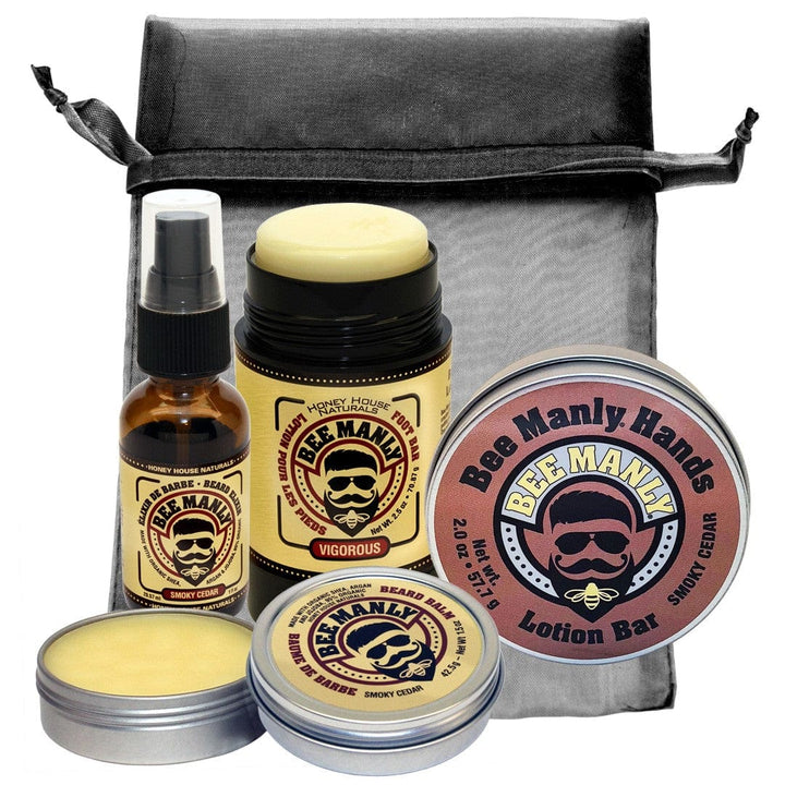 Honey House Naturals Smoky Cedar Bee Manly 4-Piece Gift Set