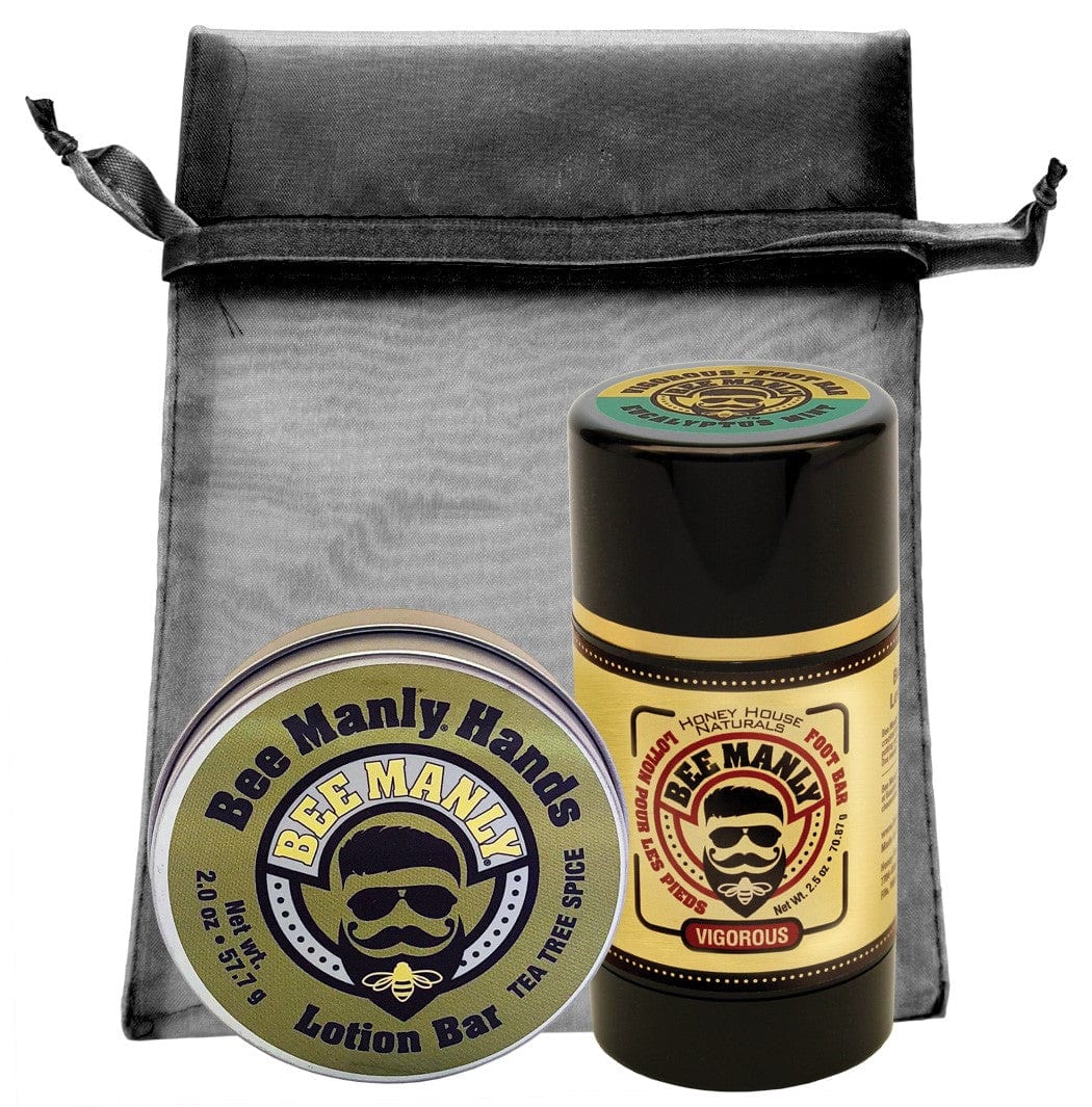 Honey House Naturals Tea Tree Spice/Vigorous Bee Manly Hands & Feet Lotion Gift Set
