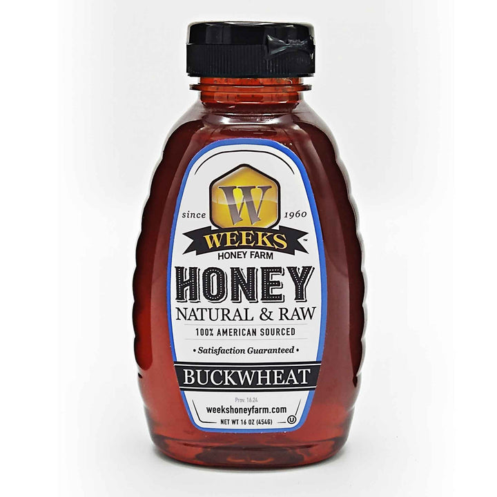 Raw Buckwheat Honey - Pure, All-Natural, Antioxidant-Rich, Dark &amp; Robust Molasses Flavor for Coffee, Waffles, BBQ Sauce | Weeks Honey Farm