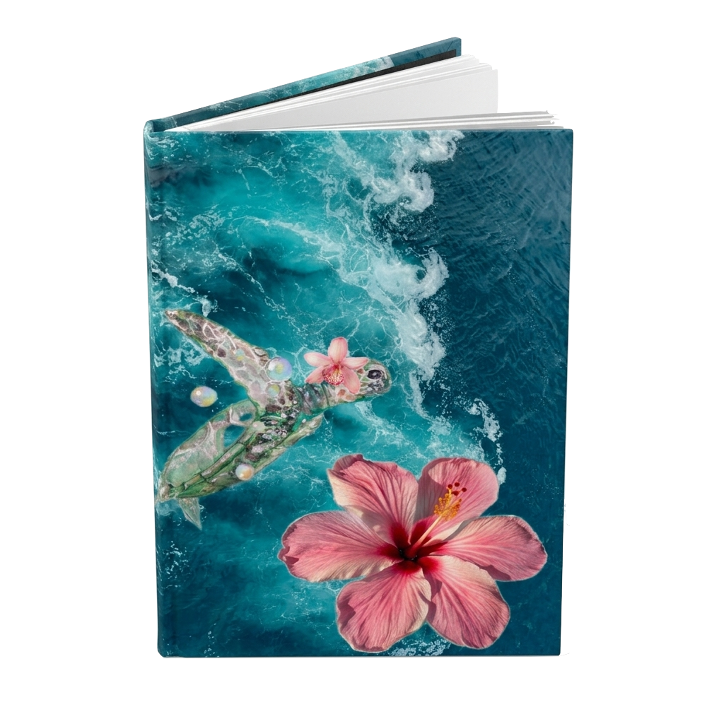 Ocean Hibiscus Hardcover Journal – Floral Beach Notebook for Travel, Reflection &amp; Gift