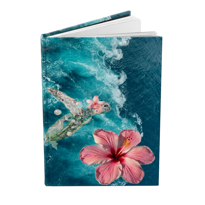 Ocean Hibiscus Hardcover Journal – Floral Beach Notebook for Travel, Reflection &amp; Gift