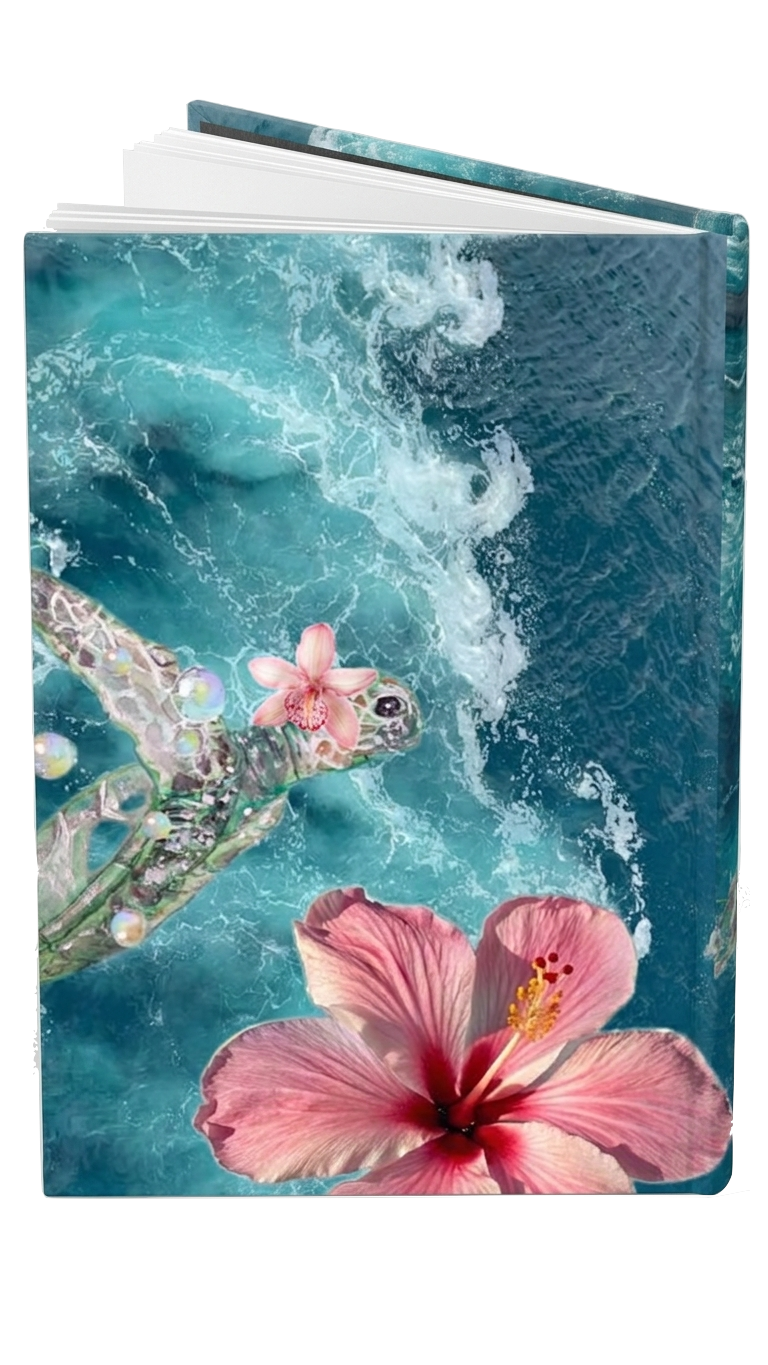 Ocean Hibiscus Hardcover Journal – Floral Beach Notebook for Travel, Reflection &amp; Gift