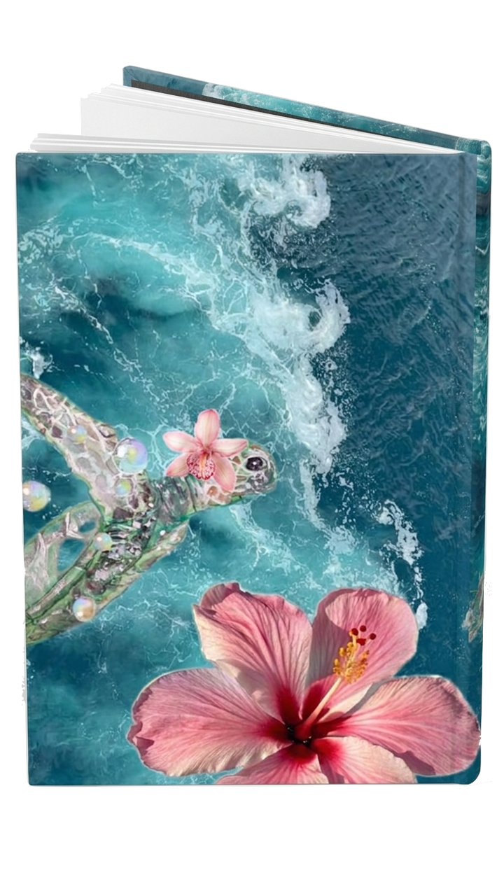 Ocean Hibiscus Hardcover Journal – Floral Beach Notebook for Travel, Reflection &amp; Gift
