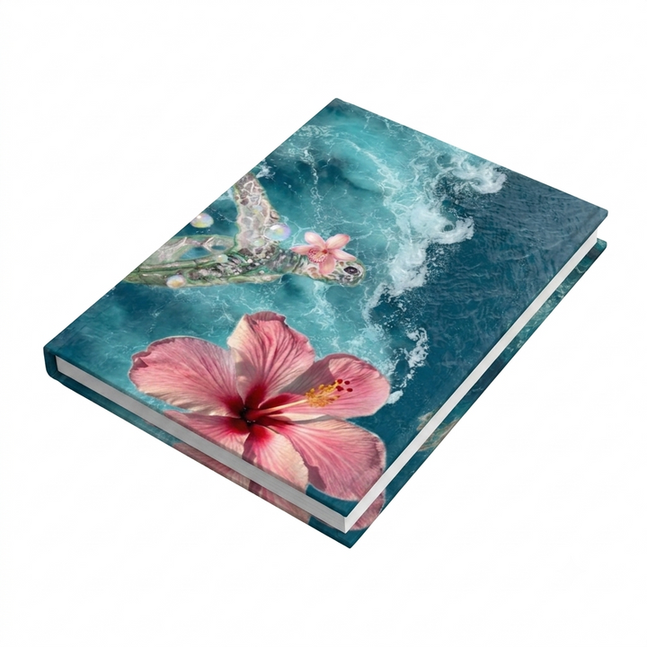 Ocean Hibiscus Hardcover Journal – Floral Beach Notebook for Travel, Reflection &amp; Gift