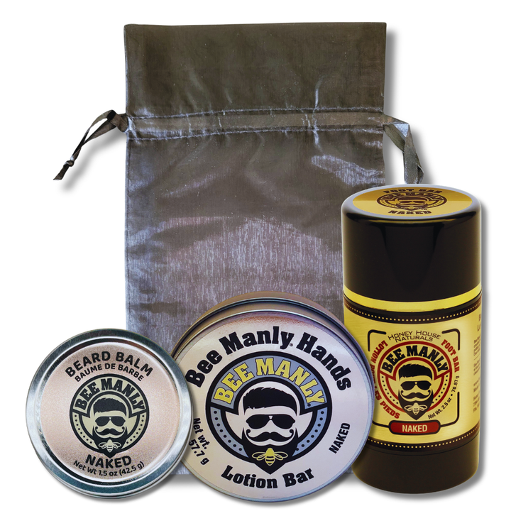 Bee Manly Gift Set - Hands, Beard Balm &amp; Foot Bar Set - 3 p/c