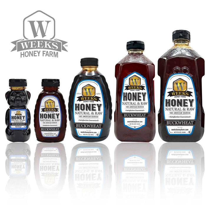 Raw Buckwheat Honey - Pure, All-Natural, Antioxidant-Rich, Dark &amp; Robust Molasses Flavor for Coffee, Waffles, BBQ Sauce | Weeks Honey Farm