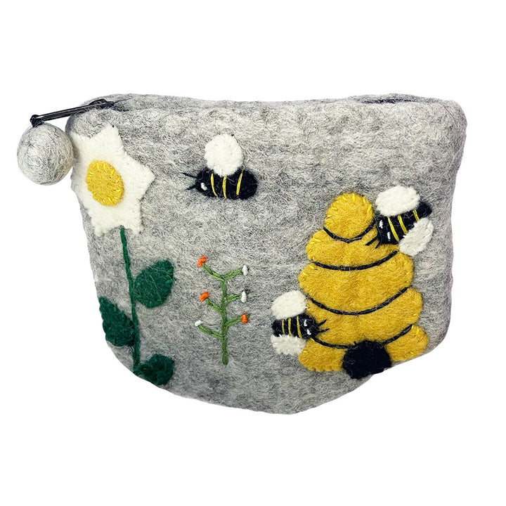 Bolsa de lana con muestras de abejas.