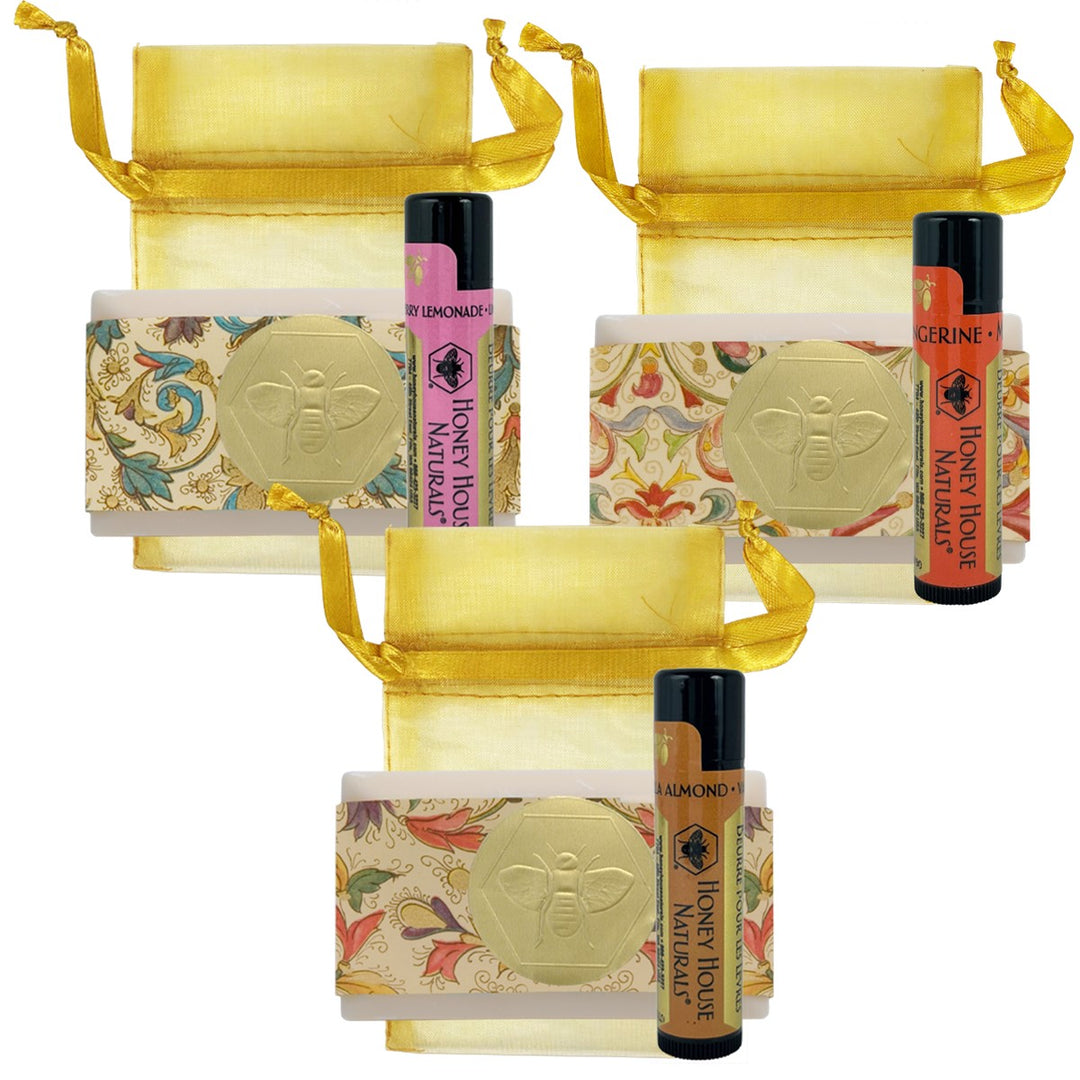 Set de regalo de mini jabón y mantequilla para labios