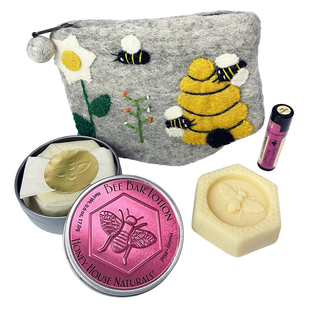 Set de regalo con bolso de lana y bolso de abeja