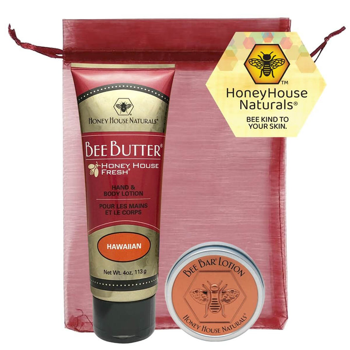 Bienenbuttercreme-Tube und kleiner Bienenriegel als Geschenkset