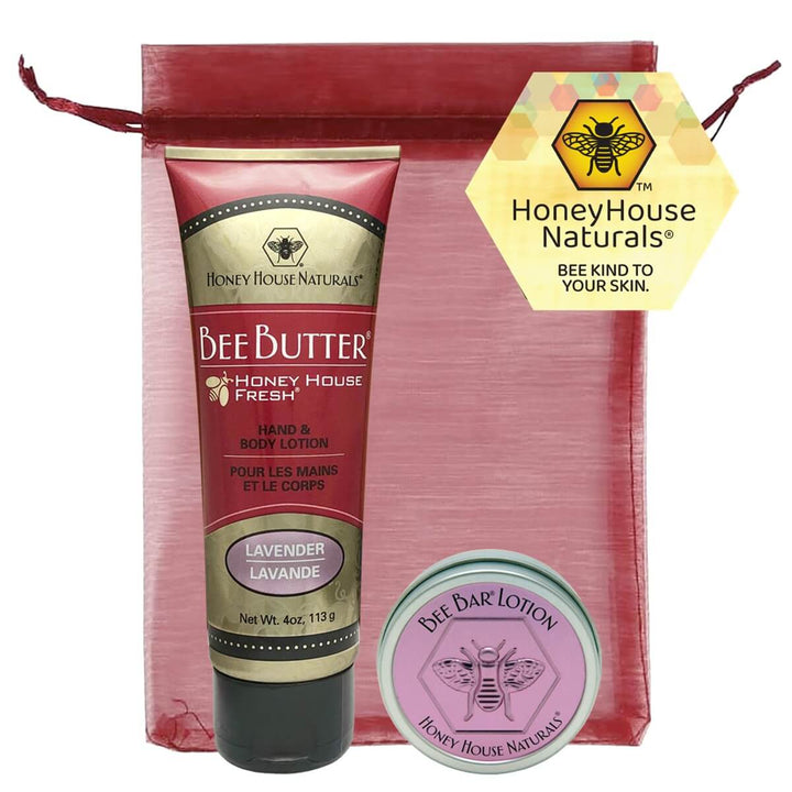 Bienenbuttercreme-Tube und kleiner Bienenriegel als Geschenkset