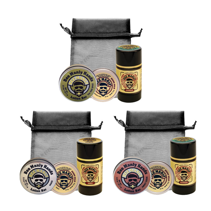 Bee Manly Set - Organic Beard Balm, Hand & Foot Bar