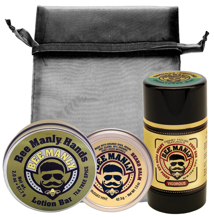 Bee Manly Set - Organic Beard Balm, Hand & Foot Bar