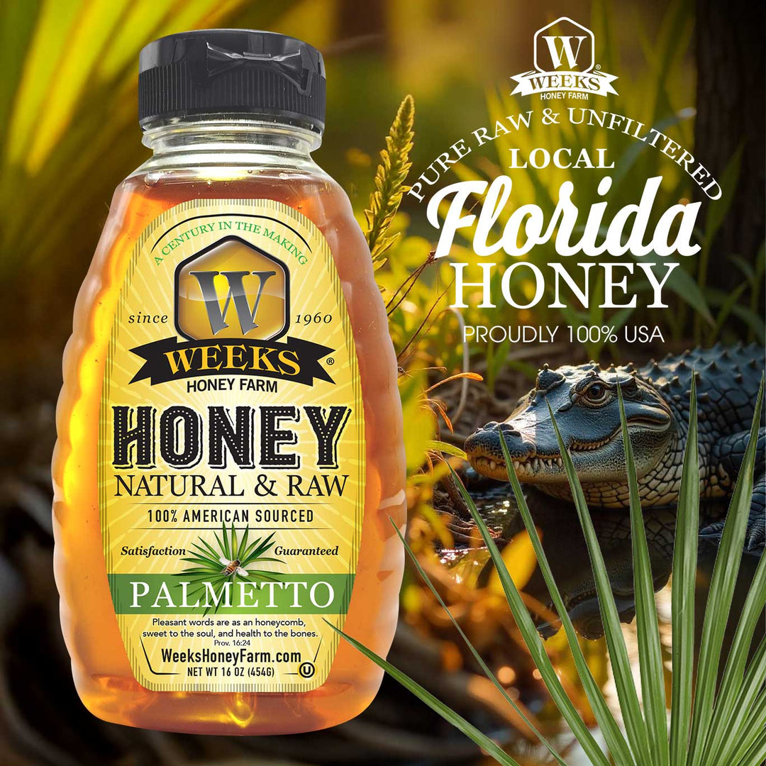 Weeks Pure, Raw &amp; Unfiltered Saw Palmetto Honey, USA