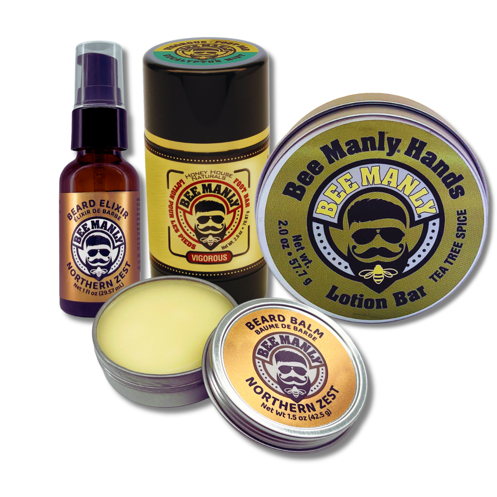 Bee Manly 4-Piece Gift Set - Hands, Balm, Elixir &amp; Foot Bar