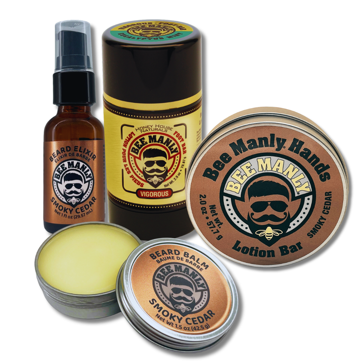 Bee Manly 4-Piece Gift Set - Hands, Balm, Elixir &amp; Foot Bar
