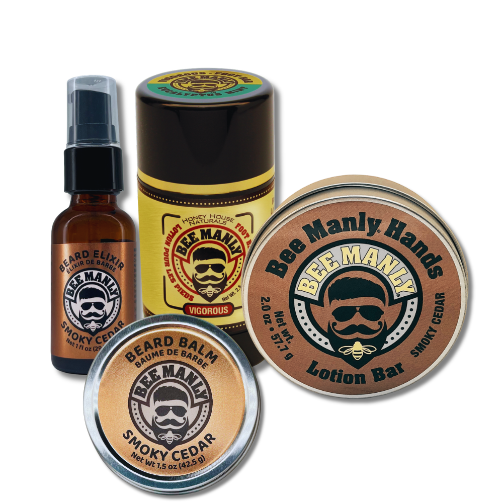 Bee Manly 4-Piece Gift Set - Hands, Balm, Elixir &amp; Foot Bar