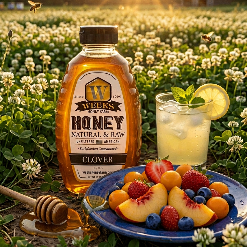 All-Natural Pure Raw Clover Honey - Sweet, Light, &amp; Nutrient-Rich, No Additives, Sourced from American West Clover Fields