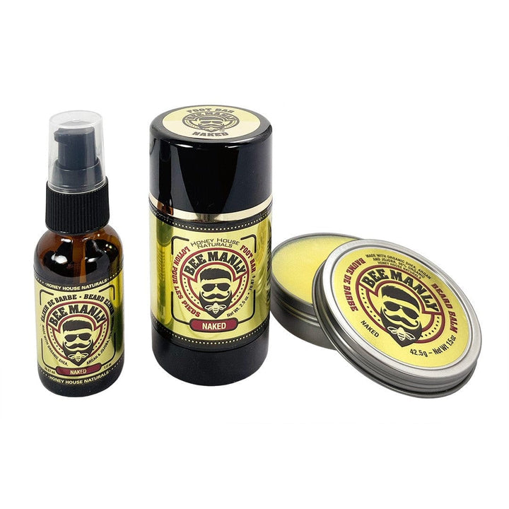 Honey House Naturals Choose Your Own Scent Combination Bee Manly 3 - Piece Gift Set - Feet, Balm, Elixir