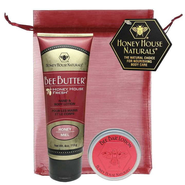 Honey House Naturals Honey Bee Butter Cream Tube and Small Bee Bar Gift Set