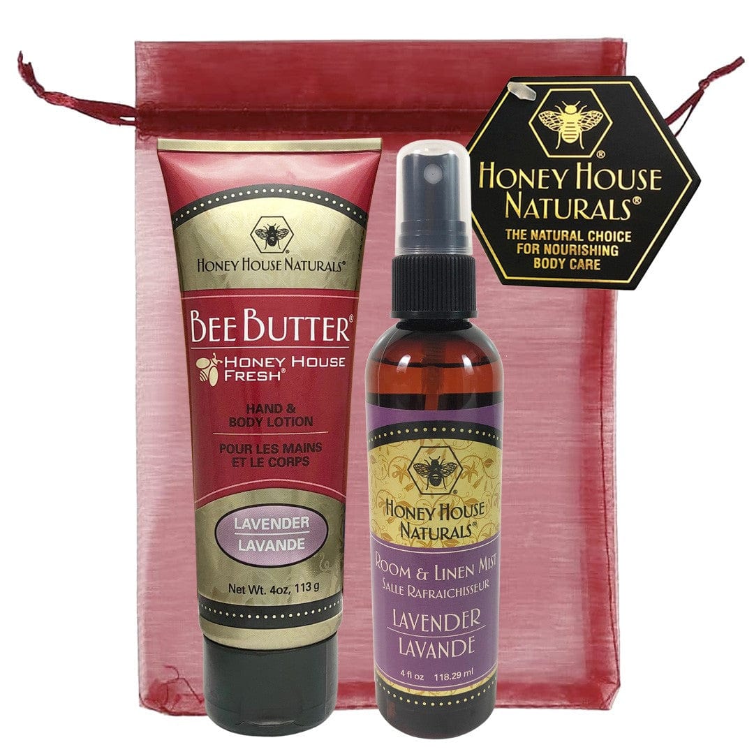 Honey House Naturals Lavender Room Mist & Bee Butter Cream Tube Gift Set