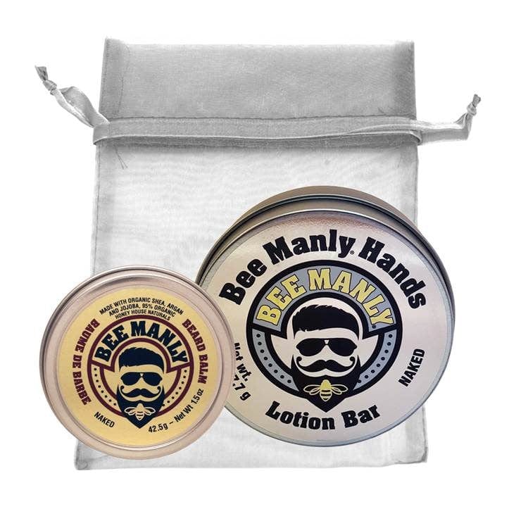 Honey House Naturals Naked Bee Manly Hands & Balm Gift Set 2-Piece