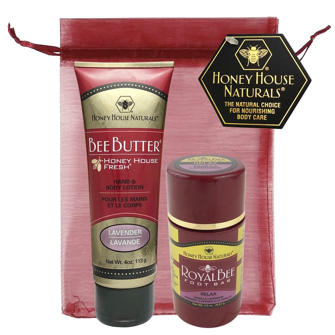 Honey House Naturals Relax - Lavender Bee Butter Cream Tube & Foot Bar Gift Set